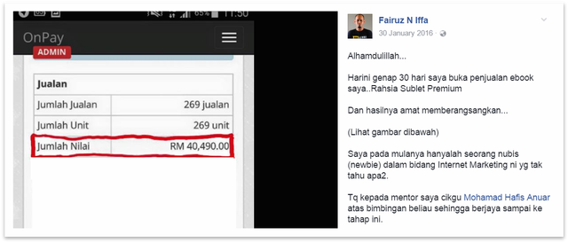 Bukti sales RM40,490 - Dalam 30 Hari
